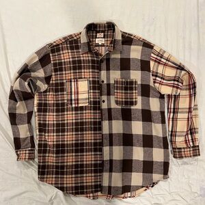 Beams Brown Patchwork Flannel Shirt
